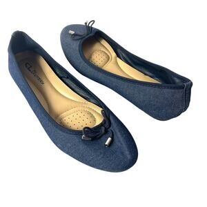 CL by Laundry Blue Denim Ballet Flats Women's Sz 10 Comfort Casual Shoes Slip On